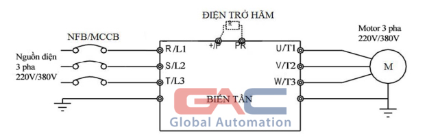Đấu nối mạch động lực biến tần Shihlin SC3