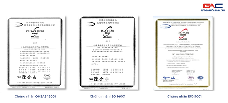 Các chứng chỉ về chất lượng của Shihlin Electric