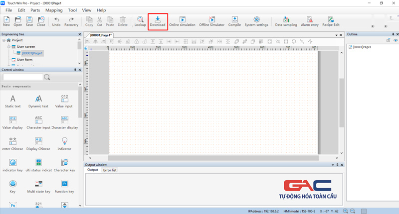 Upload chương trình HMI Xinje