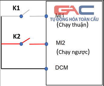 Sơ đồ đấu nối chân công tắc chuyển mạch chạy thuận ngược vào biến tần