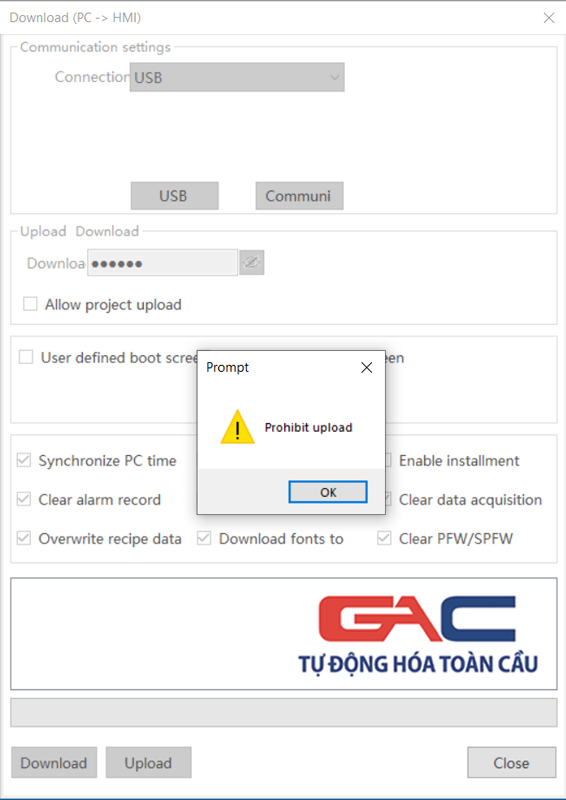 Hướng dẫn upload chương trình HMI Xinje