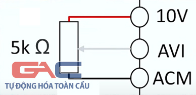 Sơ đồ đấu nối chiết áp vào biến tần