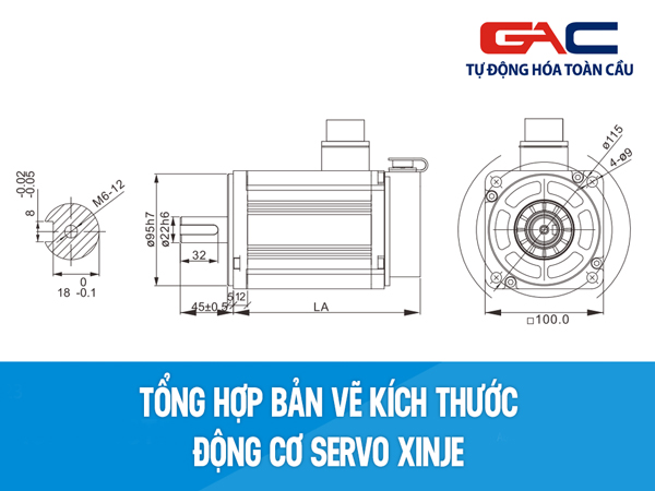 bản vẽ kích thước động cơ servo xinje