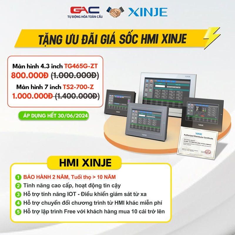 Tặng ưu đãi giá sốc HMI Xinje