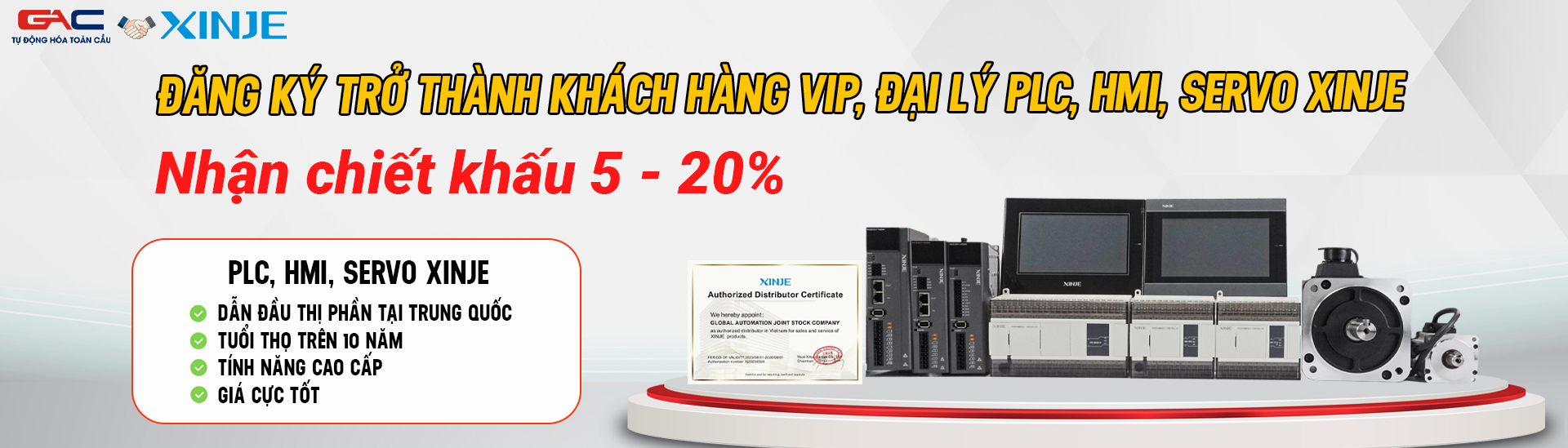 Đăng ký trở thành khách hàng VIP, đại lý PLC, HMI, Servo Xinje