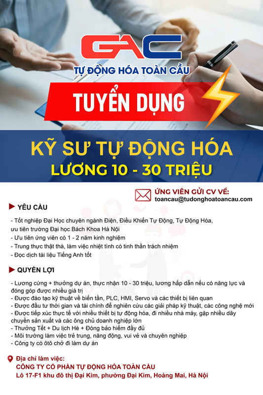 Tuyển dụng kỹ sư tự động hóa