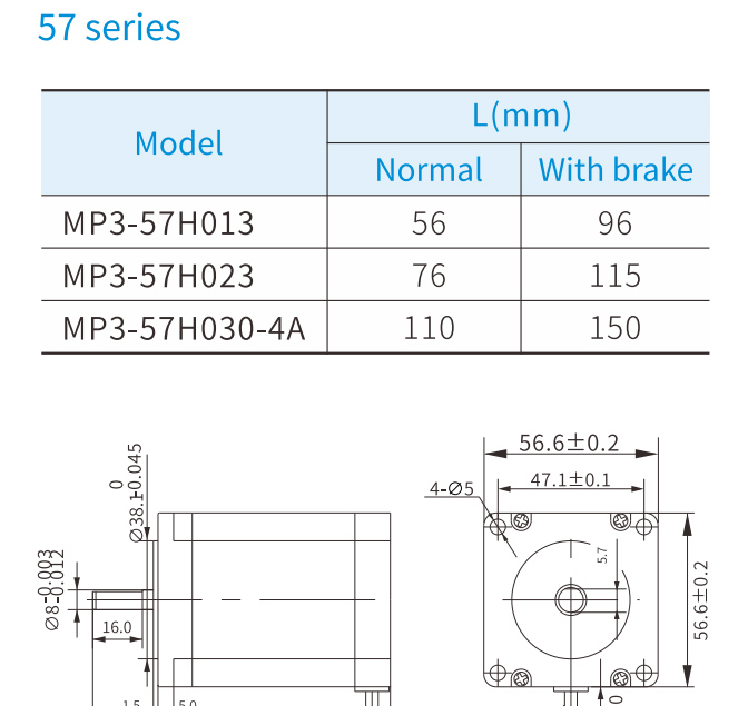 kích thước Bộ động cơ bước Xinje size 57mm 3Nm vòng kín điều khiển xung - hướng